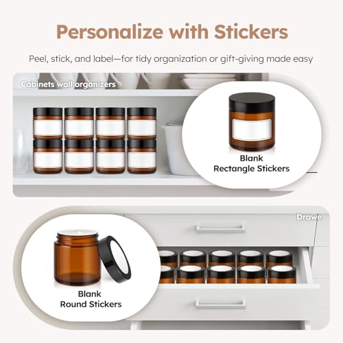 4 oz Amber Glass Jars with Lids, 24 Pack - Airtight