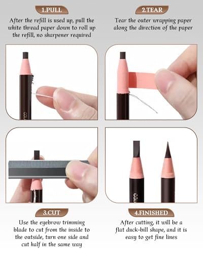12-Piece Waterproof Eyebrow Pencil Set with Microblading Tips