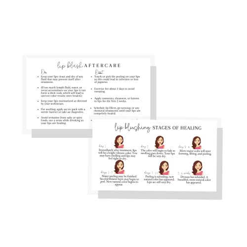 Lip Blush Aftercare Instruction Cards | 50 Pack Business Card Size