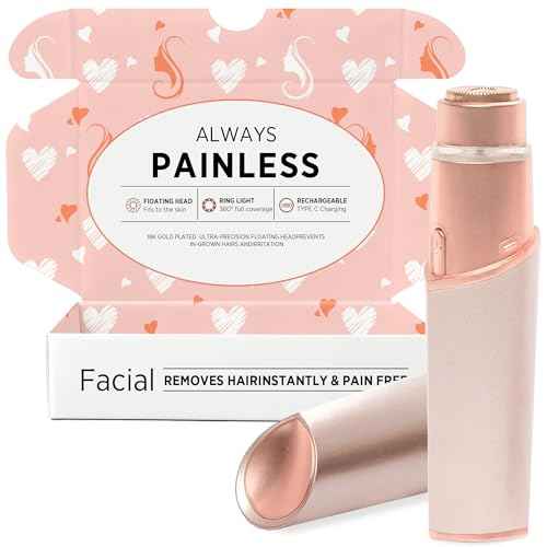 Facial Hair Removal for Women: Electric Hair Removal Device - Rechargeable Painless Face Razor for Chin Upper Lip Peach Fuzz with Light Gifts for Women(Rose Gold)