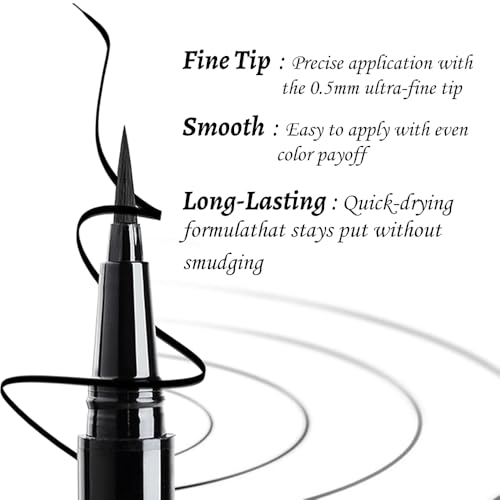 Liquid Eyeliner Pen 12 Pack - Ultra-Fine Tip, Waterproof & Smudge-Proof