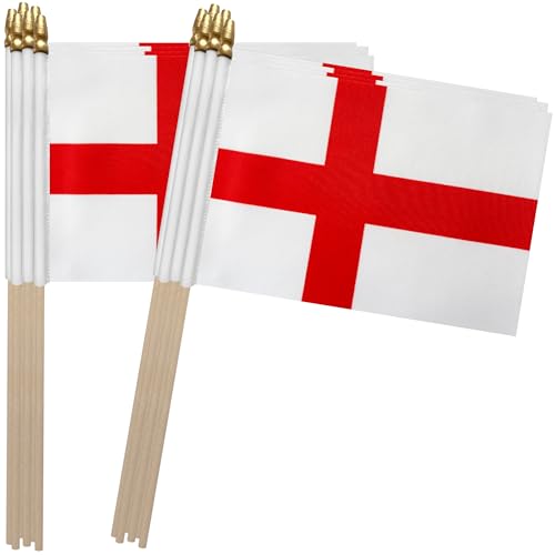 England Stick Flags 5x8 Inch, 12 Pack Hand Held