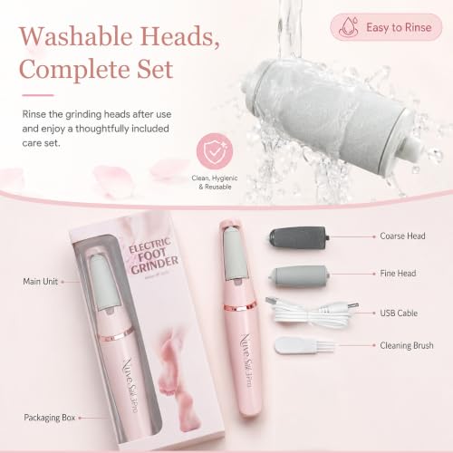 Electric Callus Remover for Feet - Nuve Silk 3 Pro 2-Speed Foot File