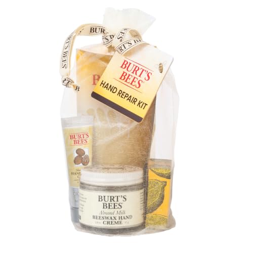 Burt's Bees Hand Repair Gift Set - 3 Moisturizing Creams & Cotton Gloves