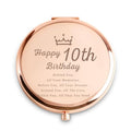 10th Birthday Gift for Girls - Personalized Engraved 2.5" Compact Mirror (QUSTGO)