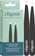 Cliganic Precision Eyebrow Tweezers Set - Slant & Point Tips