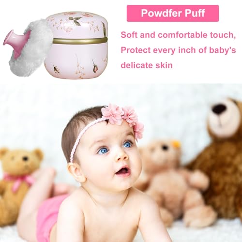 Powder Puff with Container - Soft Dusting Applicator for Body