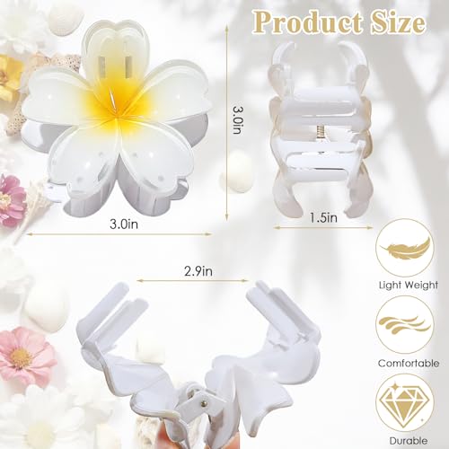 Hawaiian Flower Hair Claw Clips - 6 Pack Medium Clips