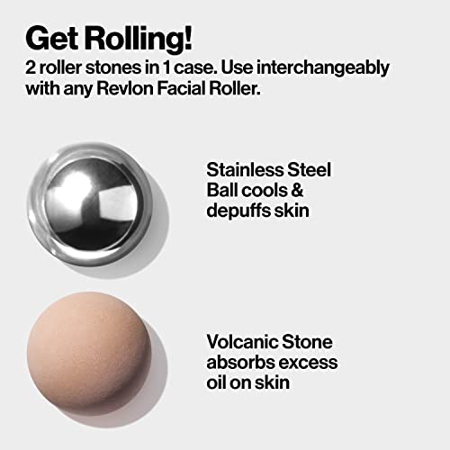 Facial Roller Refill Pack with Volcanic & Stainless Steel Stones - Reusable & Eco-Friendly