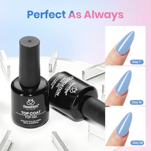 Beetles No Wipe Gel Top Coat & Base Coat Set A-Clear-2 – 15ml Each, Long-Lasting Shine