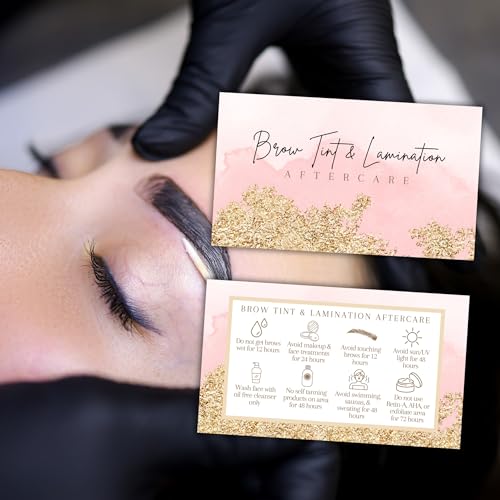 Brow Aftercare Instruction Cards 50-Pack 2x3.5" | Lamination & Tint