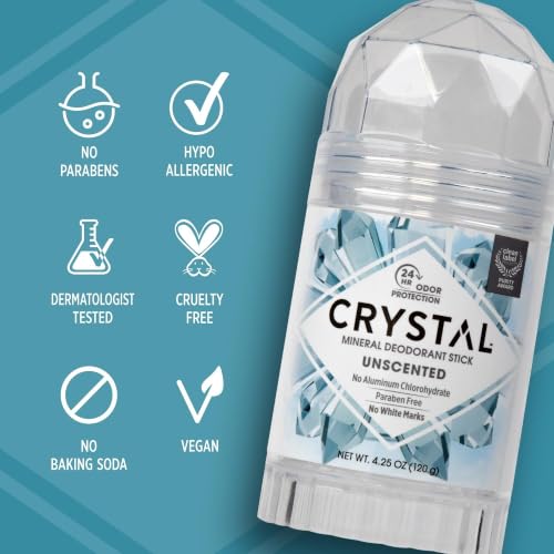 Crystal Mineral Deodorant Stick, Unscented, 4.25 oz