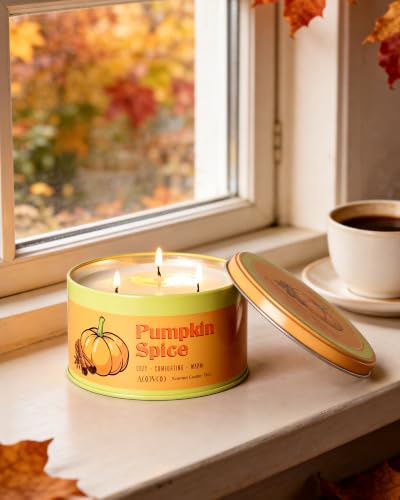 AOOVOO Fall Pumpkin Spice Candle 12oz Scented Home Decor - Cozy Autumn Atmosphere