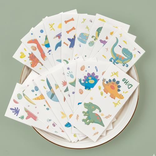 Valentines Day Gifts for Kids - PapaKit 36 Pc Dinosaur Temporary Tattoos for Kids - Individually Wrapped Sheets | Jurassic Birthday Party Favors, Goodie Bag Fillers, School Rewards