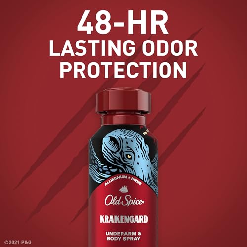Old Spice Krakengard Aluminum Free Body Spray for Men 5.1 Oz (4-Pack)