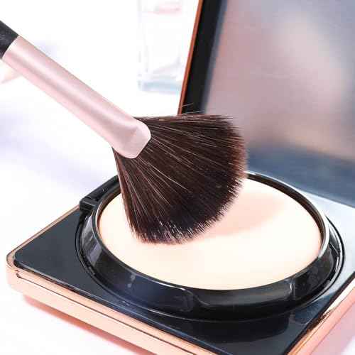 ENERGY Fan Brush Professional Blush Brush Soft Vegan Synthetic Makeup Brush for Face Highlighting,Buffing and Blending with Powder Cream Cosmetics Blusher Highlighter Applicator