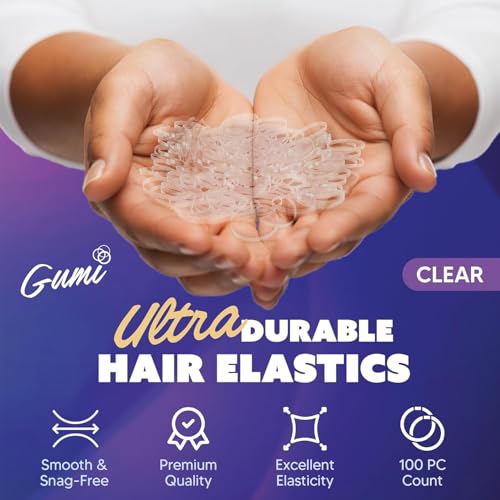 Gumi Good Clear Hair Elastics 1/2 inch - Ouchless & Snag-Free