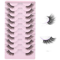 Half Lashes Natural Look Wispy Cat Eye 3D Faux Mink 10 Pairs