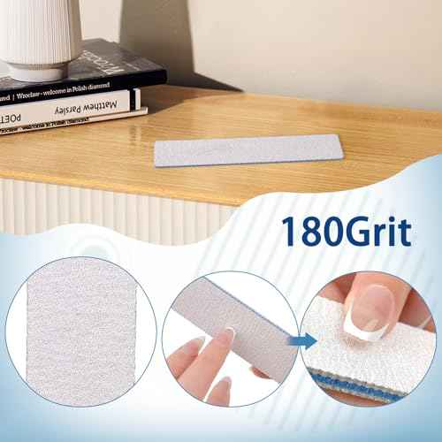 3PCS Professional Reusable Double-Sided 100/180 Grit Blue Nail File