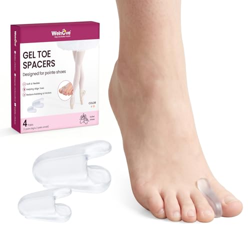 Welnove Gel Toe Spacers for Ballet Pointe Shoes, 8 Pack