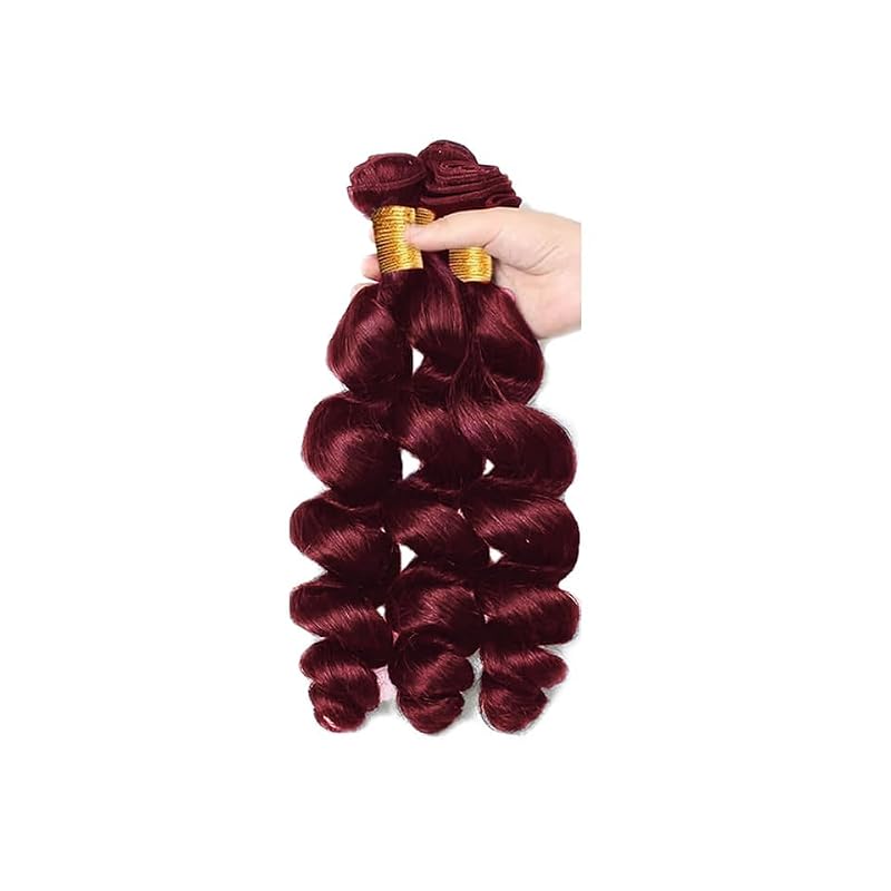 #99J Burgundy Loose Deep Wave Human Hair Bundles 3pc