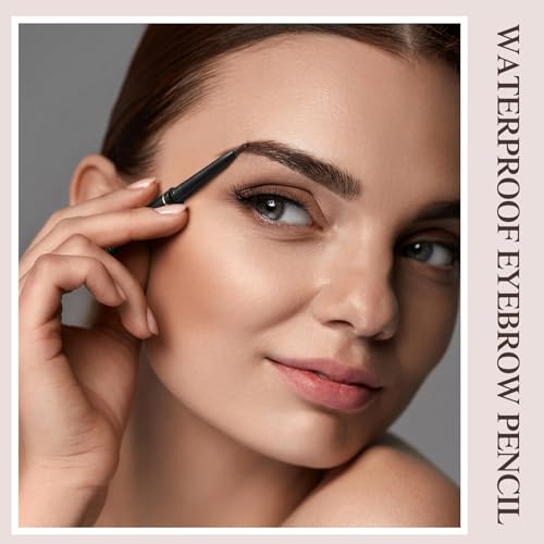 Dimsile 24 Pcs Brown Eyebrow Pencil Waterproof Eyebrow Pencil Bulk Retractable Micro Eyebrow Pencil with Brow Brush Shaping and Filling Brow Pencil Easy to Color for Women Eye Makeup Draw(Dark Brown)