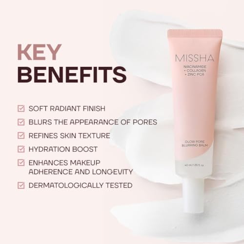 MISSHA Glow Pore Blurring Balm Primer - Hydrating Makeup Base, 40ml