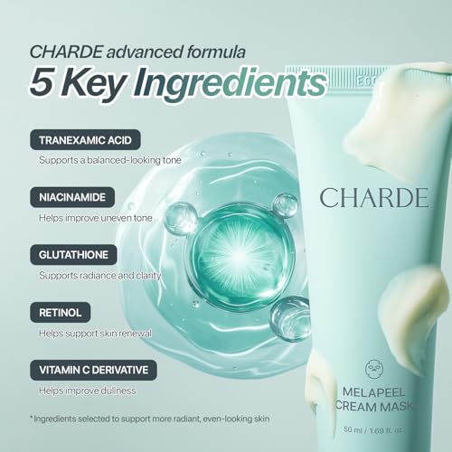 CHARDE Peel Off Cream Mask for Dark Spots, Cream-to-Clear Mask for Brighter, More Even-Looking Skin, At-Home Care Routine (50ml)