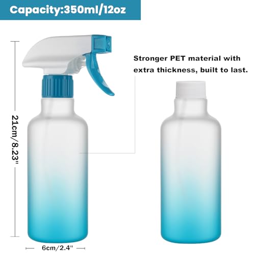 Hethyo Blue 12oz/350ml Plastic Spray Bottle with Adjustable Mist Stream - Pack of 2