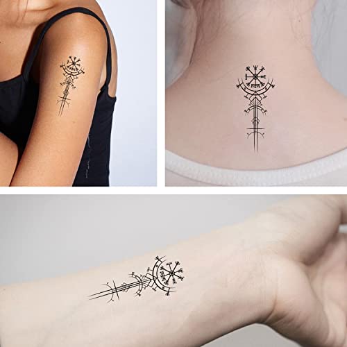 Viking Vegvisir Compass Temporary Tattoos - 6 Sheets