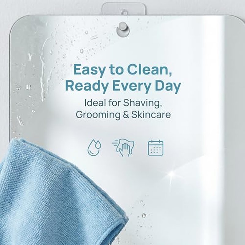 Fogless Shower Mirror for Shaving with Adhesive Hook - Acrylic