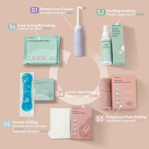 Glamommy Postpartum Recovery Kit - 17-Piece All-in-One Essentials Set