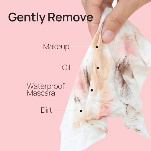 Epielle Charcoal Makeup Remover Wipes, Pore Cleaning Facial Cleanser Towelettes, Purifying & Detoxifying, Remove Dirt, Oil, Waterproof Mascara, Stocking Stuffers, 30 Count (Pack of 6)