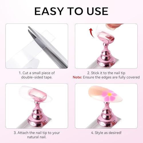 Pink Magnetic Nail Stand for Press-On Nail Art Practice & Display - 10pcs