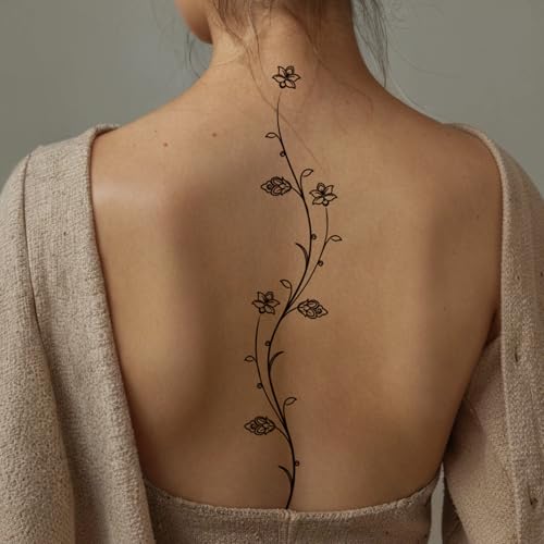 Vine Flower Temporary Tattoo - Waterproof 12 Sheet Set