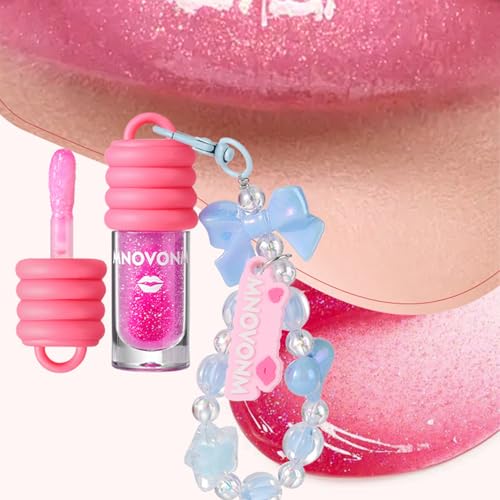 Shimmer Lip Gloss Set with Bracelet Keychain - 3 Colors
