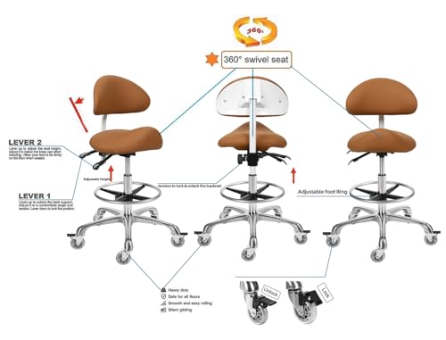 Ergonomic Saddle Stool Chair with Backrest | Massage & Salon