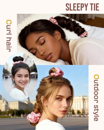 BONNET QUEEN Large Satin Heatless Hair Curler for Long Thick Hair, Cream Pink