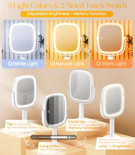 Gospire Lighted Makeup Mirror with Adjustable Height & 1X/7X Magnification