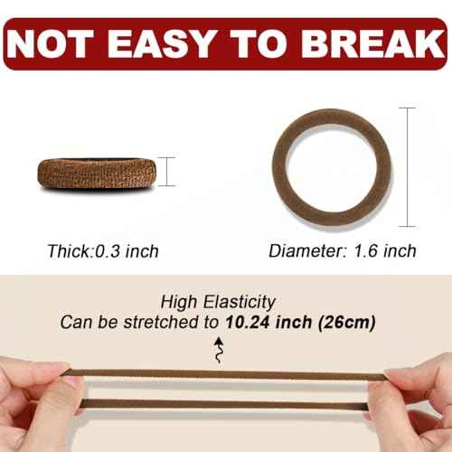 IKOCO 150PCS Hair Ties No Damage for Women, Ouchless Cotton Hair Ties for Thick Hair, Brown