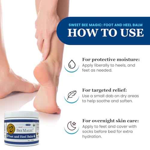 Sweet Bee Naturals Organic Foot and Heel Balm ? All Natural Moisturizing for Dry, Cracked Feet, Heel Care & Callus Treatment ? Repair & Soften Rough Skin ? Made in USA ? 4 OZ Jar