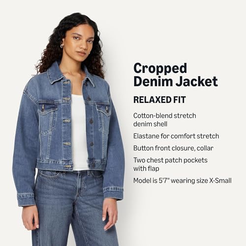 Amazon Essentials Women's Relaxed Cropped Denim Jacket