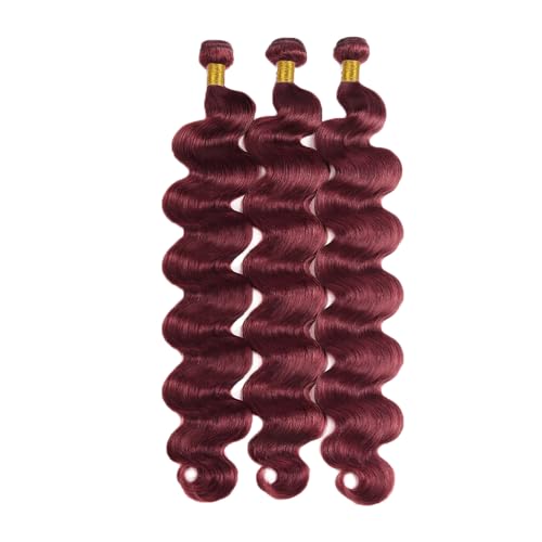 #99J Burgundy Human Hair Bundles - Body Wave, 14 Inch, 3 Pack, Unprocessed Brazilian Virgin Hair, FuivJuix