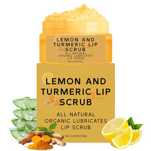 Turmeric Lemon Lip Scrub with Aloe Vera - Exfoliating & Moisturizing