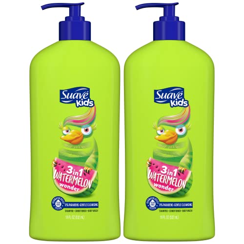 Suave Kids 3-in-1 Shampoo Conditioner Body Wash, Watermelon, 18 oz (2-Pack)