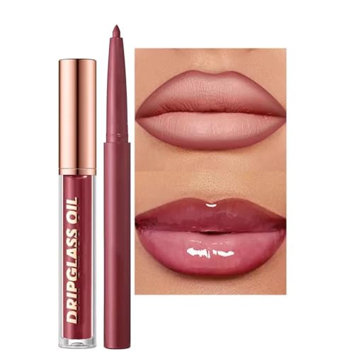 Retro Lip Liner & Gloss Set - 12 Colors Matte & Plump