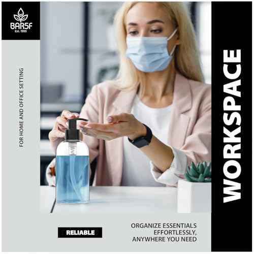 Bar5F 12-Ounce Empty Plastic Pump Bottle Dispenser for Soap, Lotion, Shampoo, Oil, Antiseptic, BPA-Free, Crystal-Clear, USA, 4-Pack