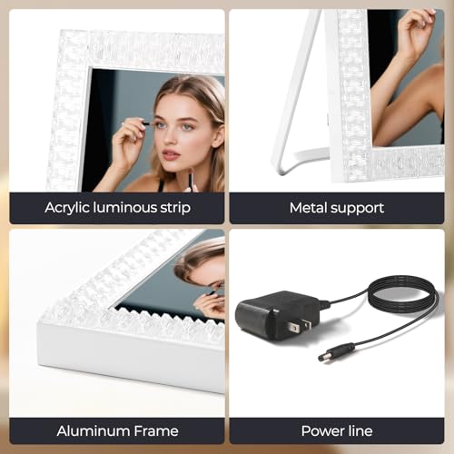 Vanity Mirror with Lights,RGB & 3 Dimmable Light Modes Makeup Mirror with Touch Control,Light Up Mirror for Desk,360¡ÆRotation,14x17 Inch
