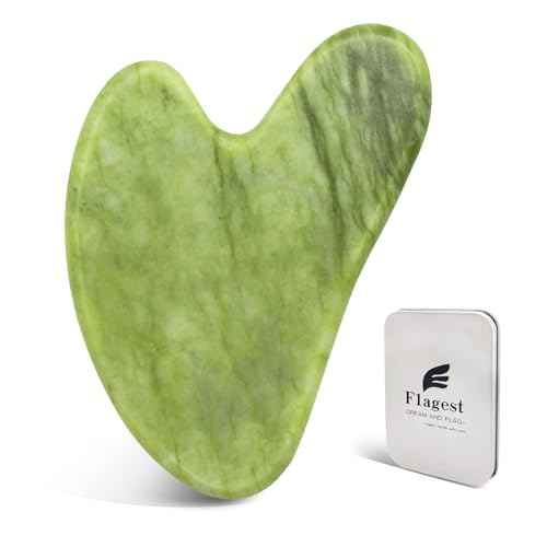 Flagest Gua Sha Facial Tools, Jade Stone Guasha Tool for Face Body, Facial Massage Tool for Jawline Sculpting and Puffiness Reducing, Skin Care Tools for Men Women