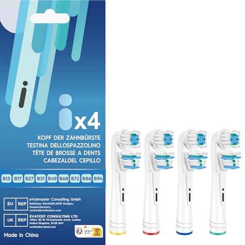 Dual Clean Replacement Brush Heads Compatible with Oral B Pro 1000,Vitality & Most Electric Toothbrush Models - 4 Count